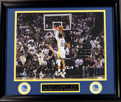 Stephen Curry Signed 16x20 Sparkling 3pt Photo Framed Warriors MVP Auto JSA COA