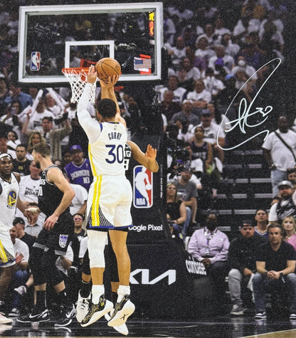 Stephen Curry Signed 16x20 Sparkling 3pt Photo Framed Warriors MVP Auto JSA COA