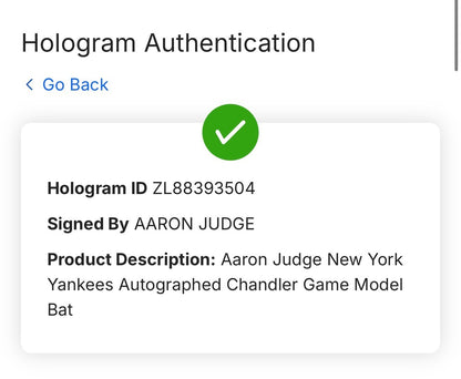 Aaron Judge Yankees Signed Chandler Game Model Bat Autograph MVP Fanatics & MLB