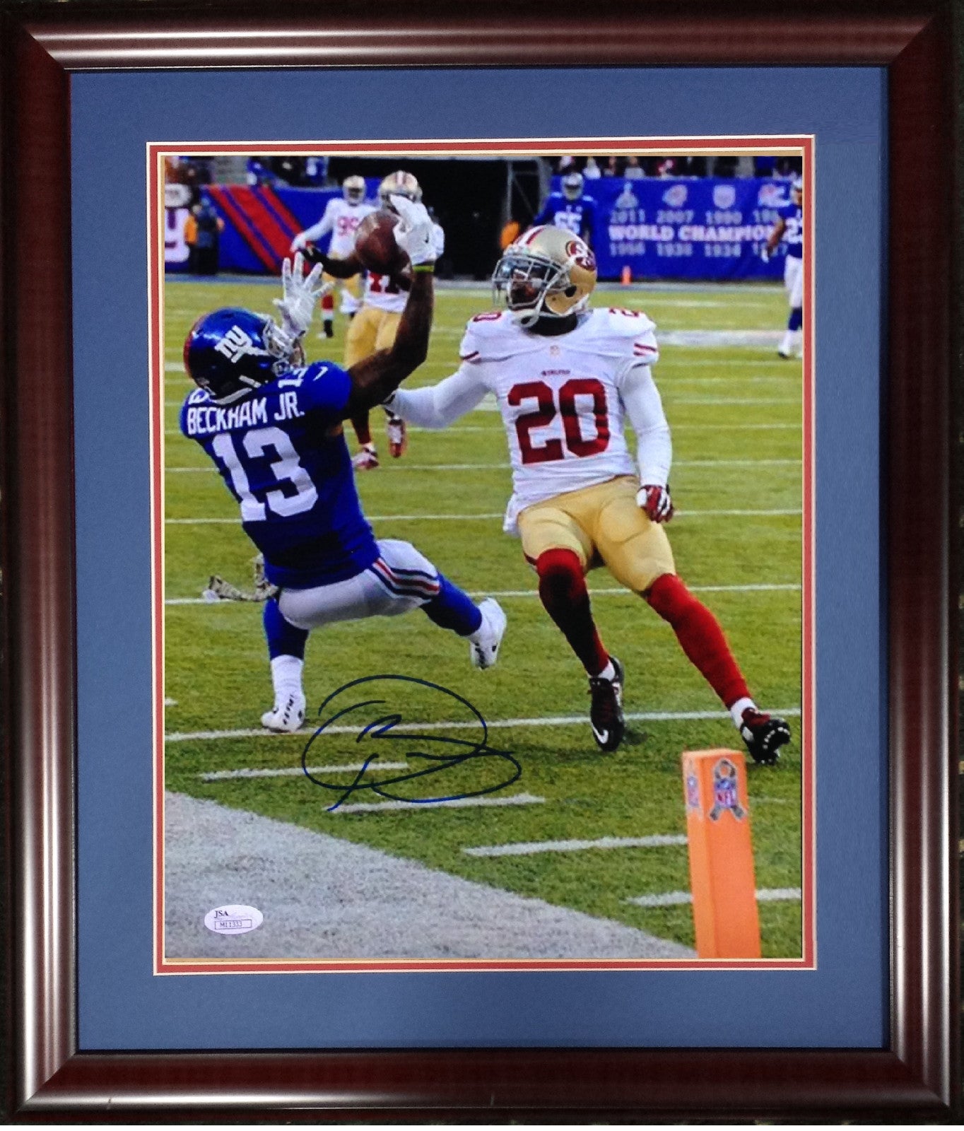 Odell Beckham Jr Signed 11x14 Photo Framed catch Giants Rams Super Bowl Jsa Auto