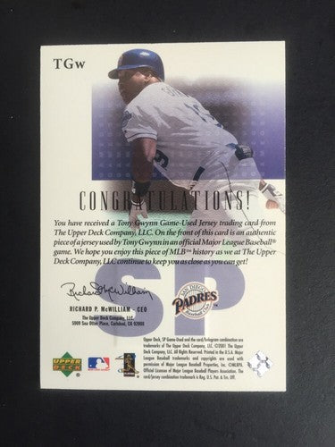 Tony Gwnn  Jr 2001 Sp Game Used Jersey Authentic Fabric Card Padres Hof Mint