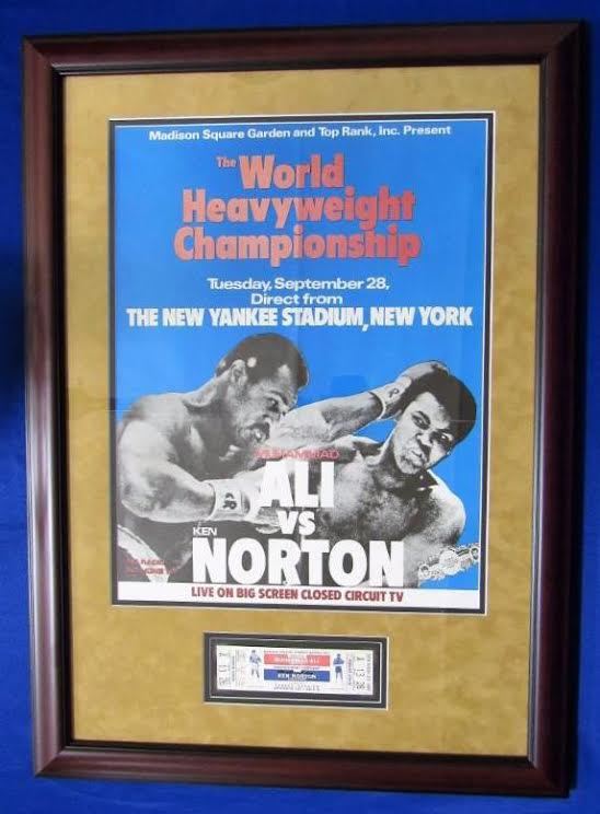 Muhammad Ali signed heavyweight title fight ticket framed auto fight poster JSA