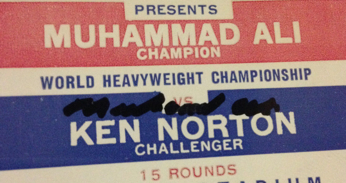Muhammad Ali signed heavyweight title fight ticket framed auto fight poster JSA