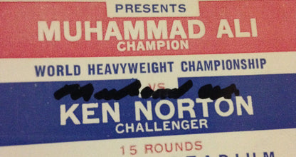 Muhammad Ali signed heavyweight title fight ticket framed auto fight poster JSA