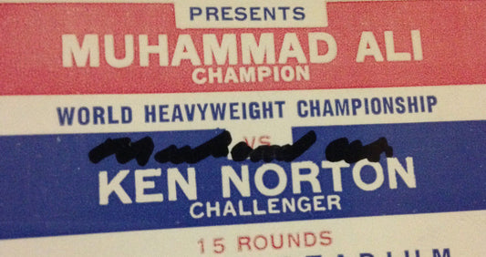 Muhammad Ali signed heavyweight title fight ticket framed auto fight poster JSA