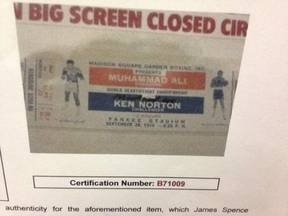 Muhammad Ali signed heavyweight title fight ticket framed auto fight poster JSA