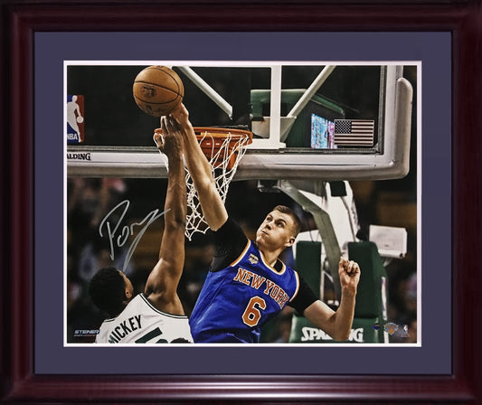 Kristaps Porzingis signed 16x20 block photo framed Rookie Autograph Steiner Coa