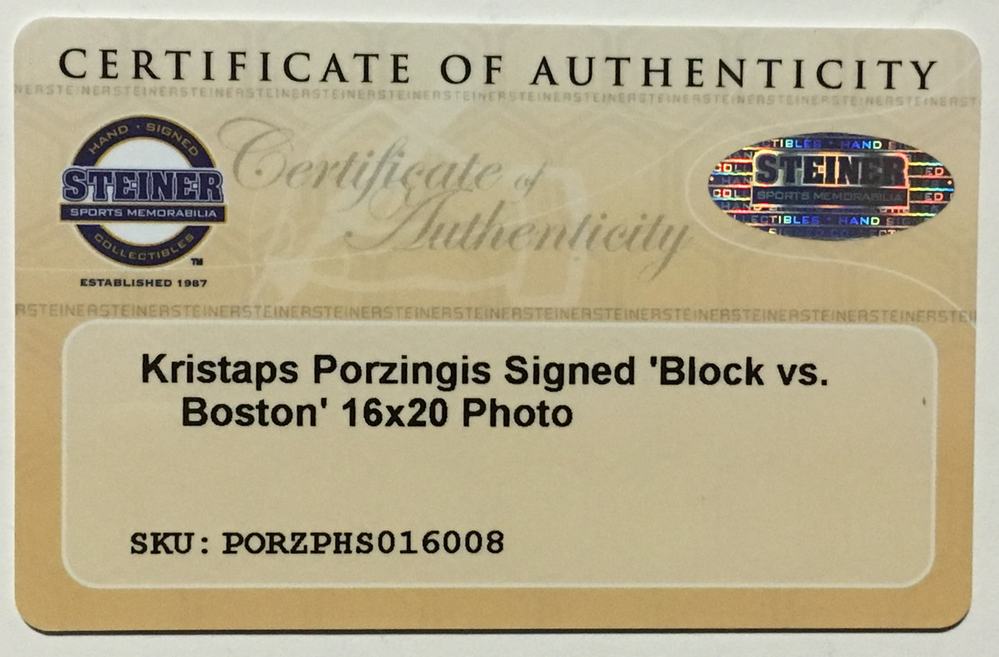 Kristaps Porzingis signed 16x20 block photo framed Rookie Autograph Steiner Coa