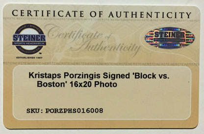 Kristaps Porzingis signed 16x20 block photo framed Rookie Autograph Steiner Coa