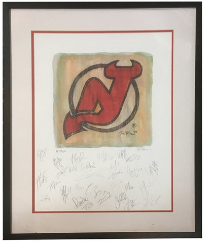 2007-08 NJ Devils team signed Stanley Cup litho 29 auto Martin Brodeur COA /150