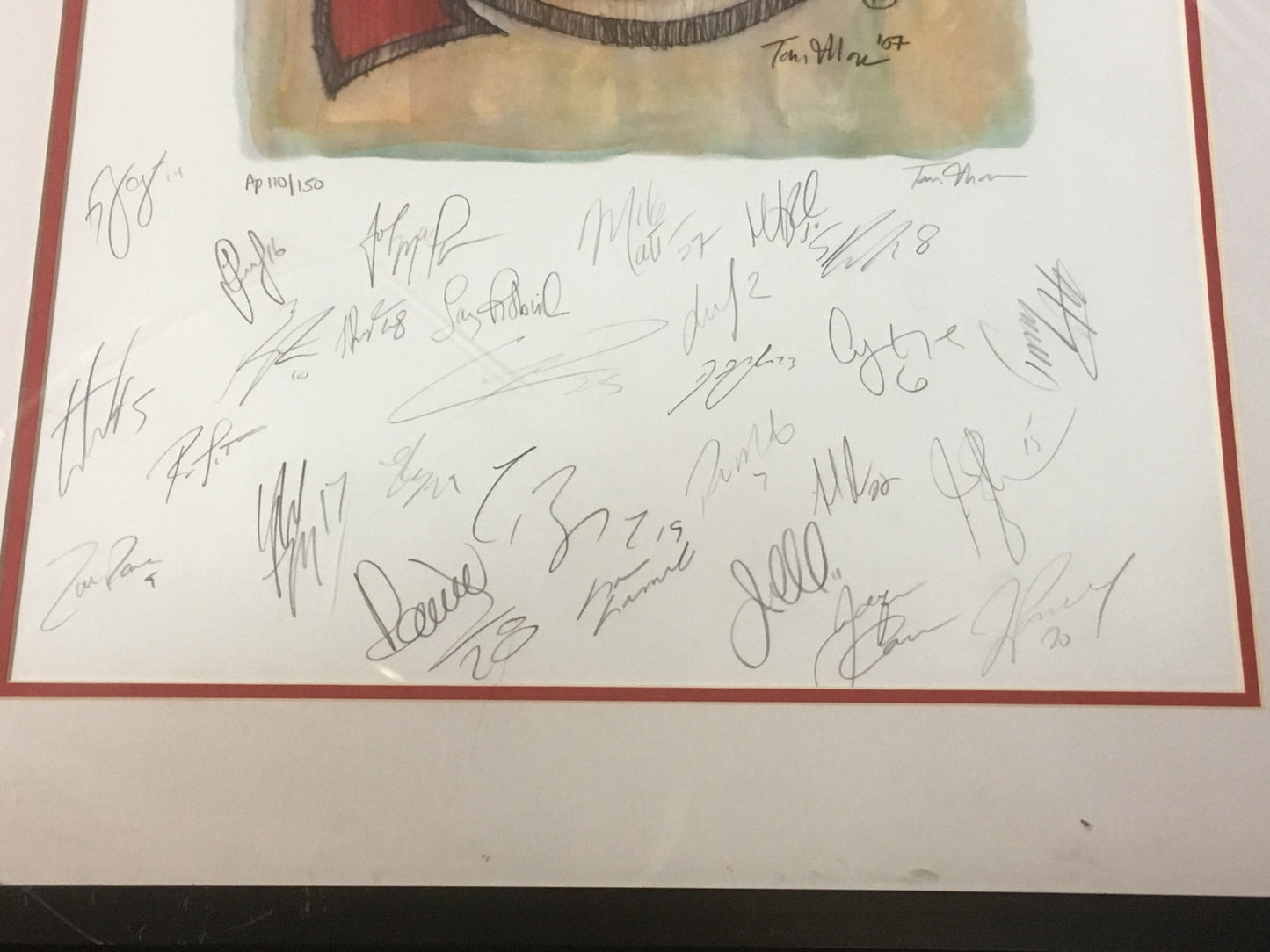 2007-08 NJ Devils team signed Stanley Cup litho 29 auto Martin Brodeur COA /150