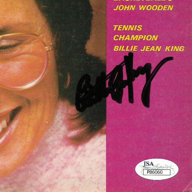 John Wooden UCLA Billy Jean King signed 1972 SI Cover 2 auto RARE JSA COA