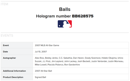 2007 AL All Star Team Signed Official Baseball 13 auto Ichiro Verlander MLB Holo