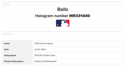 2003 All Star Game Baseball Team Signed 30 Auto Albert Pujols Smoltz Mlb Auth