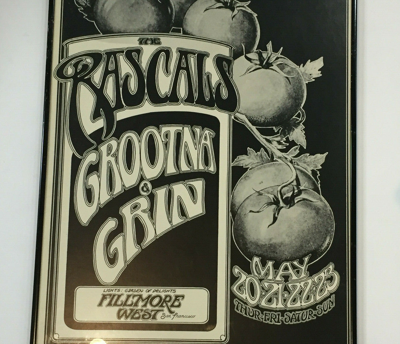 Rascals Original 1970 Filmore West Concert Poster 14x21 Framed Rare COA