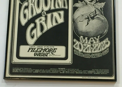 Rascals Original 1970 Filmore West Concert Poster 14x21 Framed Rare COA