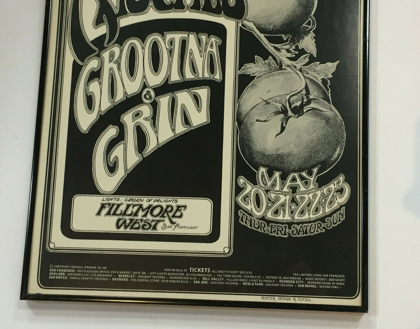 Rascals Original 1970 Filmore West Concert Poster 14x21 Framed Rare COA