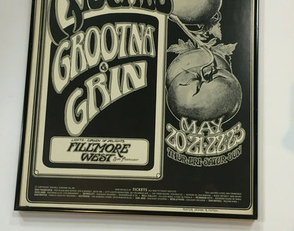 Rascals Original 1970 Filmore West Concert Poster 14x21 Framed Rare COA