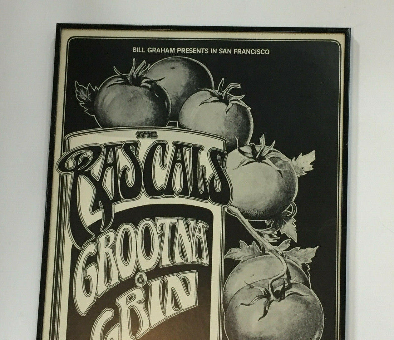 Rascals Original 1970 Filmore West Concert Poster 14x21 Framed Rare COA