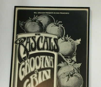 Rascals Original 1970 Filmore West Concert Poster 14x21 Framed Rare COA