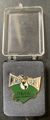 1990 World Series Oakland A's MLB Press Pin In Box Balfour Original Mark Mcgwire