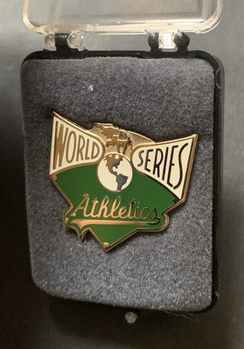 1990 World Series Oakland A's MLB Press Pin In Box Balfour Original Mark Mcgwire