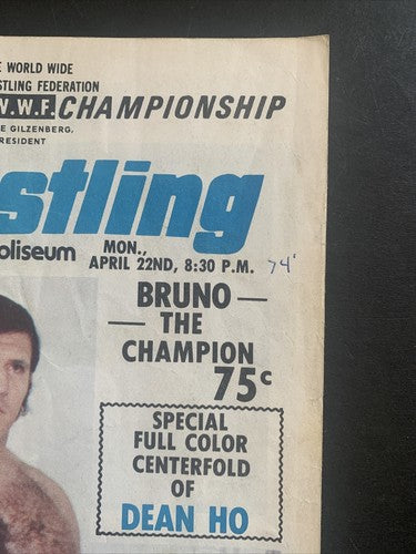 wwwf championship wrestling program 1974 Nassau Coliseum Bruno The Champion