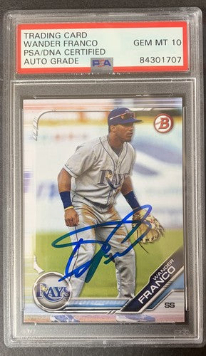 Wander Franco Rays Signed 2019 Bowman Draft RC BD 93 PSA 10 Gem Mint Rookie Auto