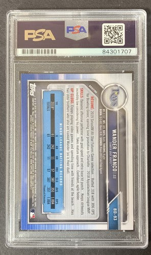 Wander Franco Rays Signed 2019 Bowman Draft RC BD 93 PSA 10 Gem Mint Rookie Auto