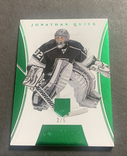 2012-13 Panini Dominion Emerald Jonathan Quick 3/5 Kings Goalie Nm Mint