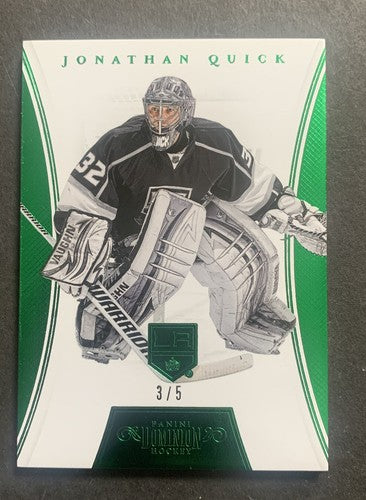 2012-13 Panini Dominion Emerald Jonathan Quick 3/5 Kings Goalie Nm Mint