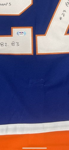 John Tonelli Signed Ny Islanders Stat Jersey #27 Retired 4 Stanley Cup Auto PSA