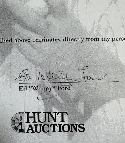 Ed WHITEY FORD Signed Personal Collection Authenticity Letter Hunt Auctions Seal