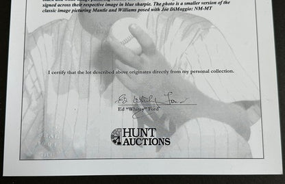 Ed WHITEY FORD Signed Personal Collection Authenticity Letter Hunt Auctions Seal