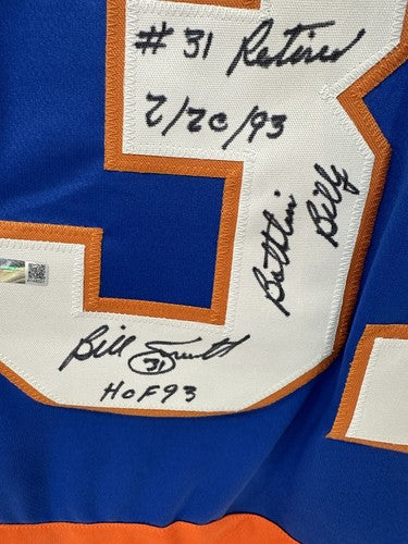 Billy Smith Signed Islanders Blue 9 Stat Jersey Hof Auto Stanley Cup Steiner Coa