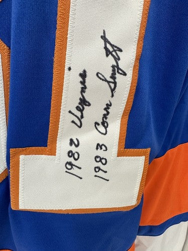 Billy Smith Signed Islanders Blue 9 Stat Jersey Hof Auto Stanley Cup Steiner Coa