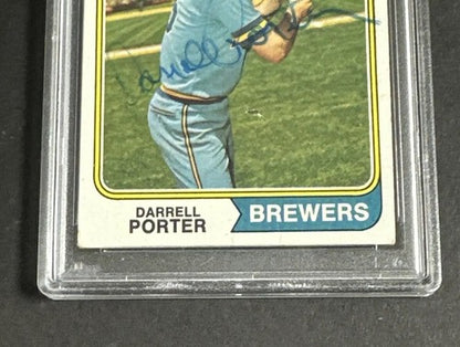 Darrell Porter Signed Original 1974 Topps #194 Brewers Centered Auto Psa Coa