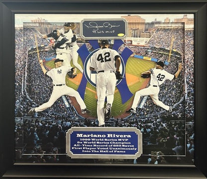 Mariano Rivera Signed Framed Chit 3D Photo Collage Yankees WS MVP Auto Steiner