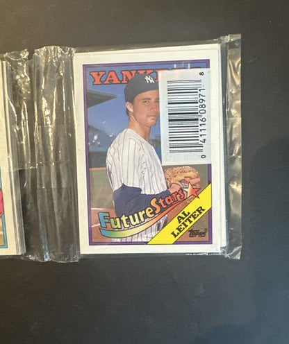 1988 topps al leiter Rc Error Yankees Rack Pack On Top No Ny Logo Mint Sealed