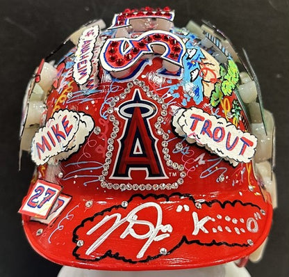 Mike Trout Signed Fazzino 3D Pop Art Angels Mini Helmet Kiiiiid /27 Auto MLB COA