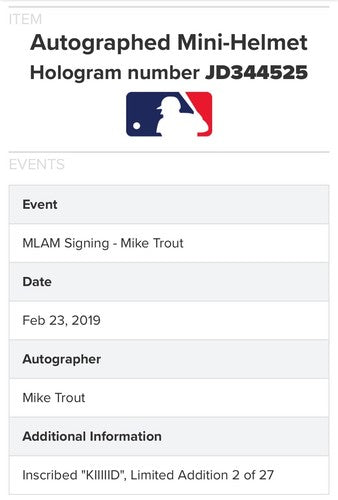 Mike Trout Signed Fazzino 3D Pop Art Angels Mini Helmet Kiiiiid /27 Auto MLB COA