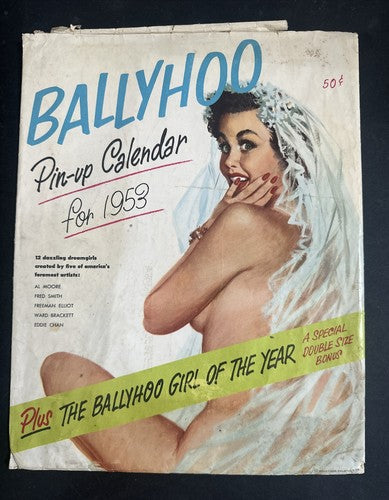 Vintage Ballyhoo Calendar for 1953 Illustrated Pin Up Girls Only The Sleeve