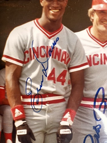 1985 REDS Team Signed 11x14 Photo Framed Pete Rose Eric Davis 6 Auto PSA Coa