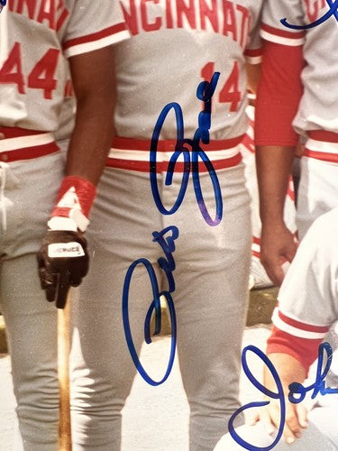 1985 REDS Team Signed 11x14 Photo Framed Pete Rose Eric Davis 6 Auto PSA Coa