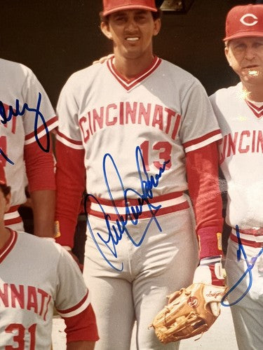 1985 REDS Team Signed 11x14 Photo Framed Pete Rose Eric Davis 6 Auto PSA Coa