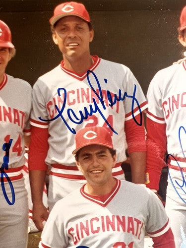 1985 REDS Team Signed 11x14 Photo Framed Pete Rose Eric Davis 6 Auto PSA Coa