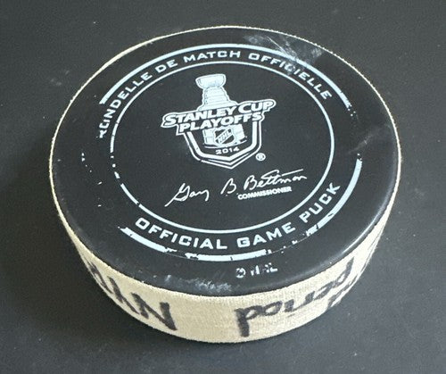 NY Rangers vs Flyers Game Used Official Puck Msg  2014 Playoffs Steiner Coa