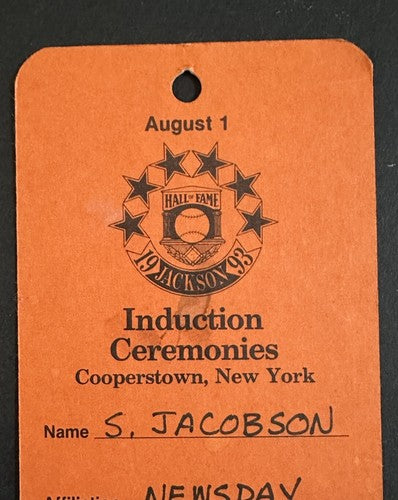 1993 Baseball Hall Of Fame Induction Ticket Postmark Reggie Jackson Media Pass