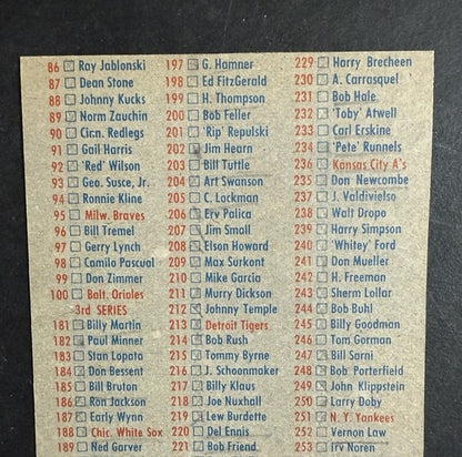 1956 Topps Set-Break Checklist 1/3 Nm Sharp Nice