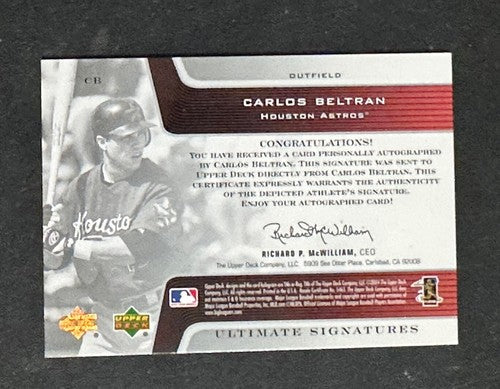 Carlos Beltran Signed 2004 Upper Deck Ultimate Collection Signatures Auto /25